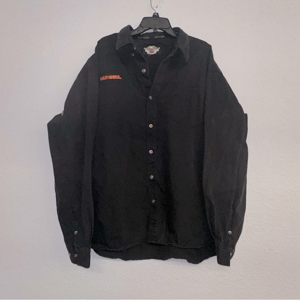 Men’s black Harley Davidson heavy weight button down shirt sz 3XL - Picture 1 of 13